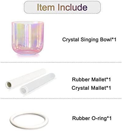 7 inch F Cherry Blossom Pink Cosmic Alchemy Heart Chakra Clear Quartz Crystal Singing Bowl with Carry Case Bag For Sound Healing and Meditation