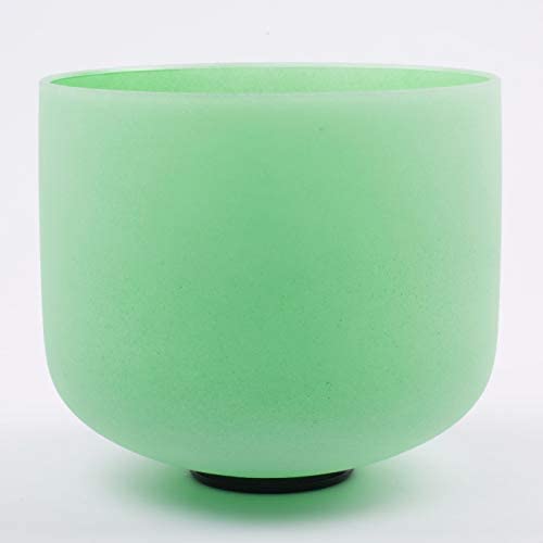 Leize Quartz Crystal Singing Bowl F Note 432 hz Heart Chakra Green 10 inch with Heavy Duty Carrying Case Suede Striker
