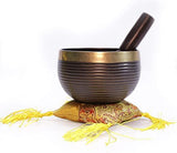 Tibetan Singing Bowl Set -Om Mani Padme Hum Engravings and Spiral Design Sound Bowl Handcrafted in Nepal for Chakra Alignment Meditation Yoga