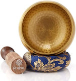 Tibetan Singing Bowl Set - Handcrafted Meditation Sound Bowl for Yoga Chakra Healing Mindfulness and Prayer with Wooden Striker and Cushion