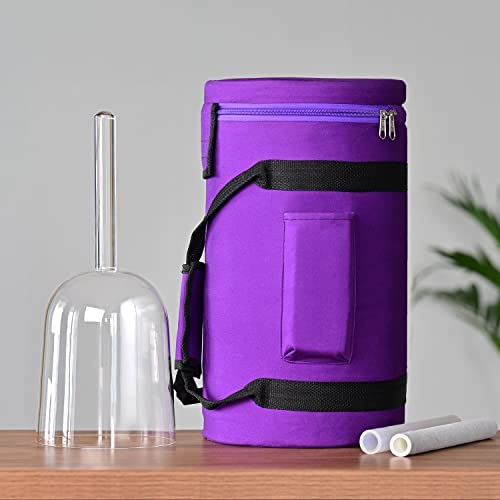 6 Inch F Note Handle Clear Quartz Crystal Singing Bowl + 6 inch Purple Colored Carry Case Bag + One Suede Mallet