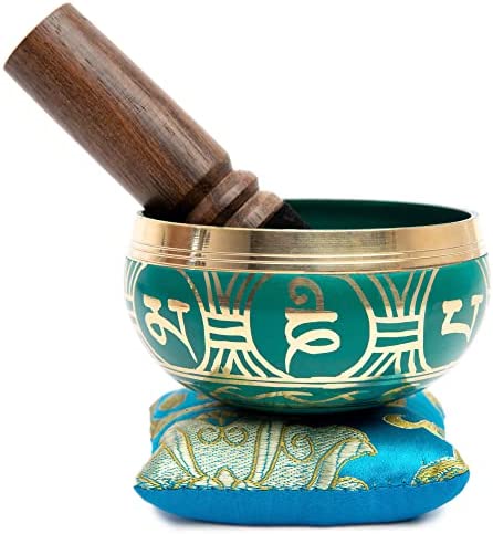 Tibetan Singing Bowl Set with Bag- Easy To Play - Authentic Handcrafted Mindfulness Meditation Holistic Sound 7 Chakra Healing Gift