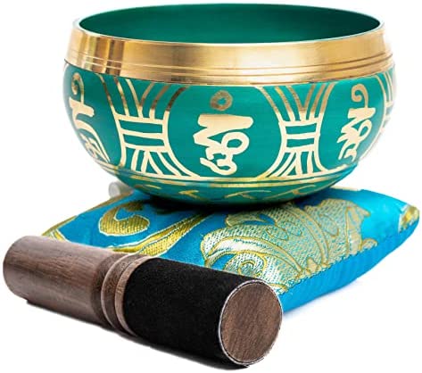 Tibetan Singing Bowl Set with Bag- Easy To Play - Authentic Handcrafted Mindfulness Meditation Holistic Sound 7 Chakra Healing Gift