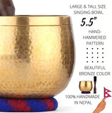 5.5" Hand-Hammered Bowl Tibetan Singing Bowls with 7 Chakra Crystal and Healing Stones