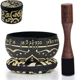 Tibetan Singing Bowl Set ~ Easy to Play ~ Creates Beautiful Sound for Holistic Healing Stress Relief Meditation & Relaxation ~ Bliss Pattern ~ Black B