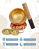 Tibetan Singing Bowl Set Healing Crystals Set with Meditation Singing Bowl Tingsha Cymbals Tibetan Singing Bowl with Bells for Healing Yoga Meditation