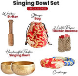 Tibetan Singing Bowl Set 2 Bowls with Lokta Rope Incense 4 inches and 3.1 inches Authentic Handcrafted in Nepal Meditation Yoga Chakra Healing Mindful