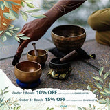 Tibetan Singing Bowl Set by The Store with Healing Mantra Engravings — Meditation Sound Bowl and Wooden Striker Handcrafted in Nepal