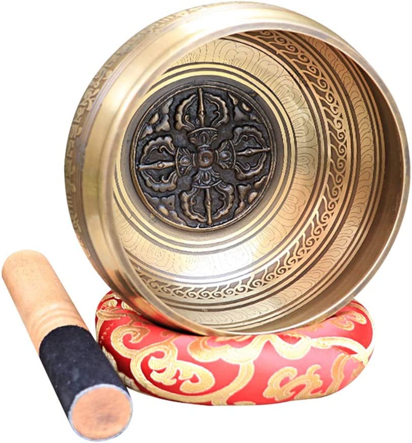 JHHDP Handcrafted Gift with Mallet Heart Peace Relaxation Meditation Yoga Tibetan Singing Bowl Set Alloy (Size : 10.5CM)