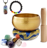 Tibetan Singing Bowl Set for MeditationYoga Spiritual Healing and Mindfulness with 7 Chakra Crystal Stones Crystal Necklace and Lava Stone Chakra Brac