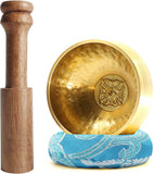 Tibetan Singing Bowls Set，3.15 Inch Tibetan Meditation Bowl for Yoga Meditation Hand Percussion Instruments Singing Bell with Mallet & Cushion