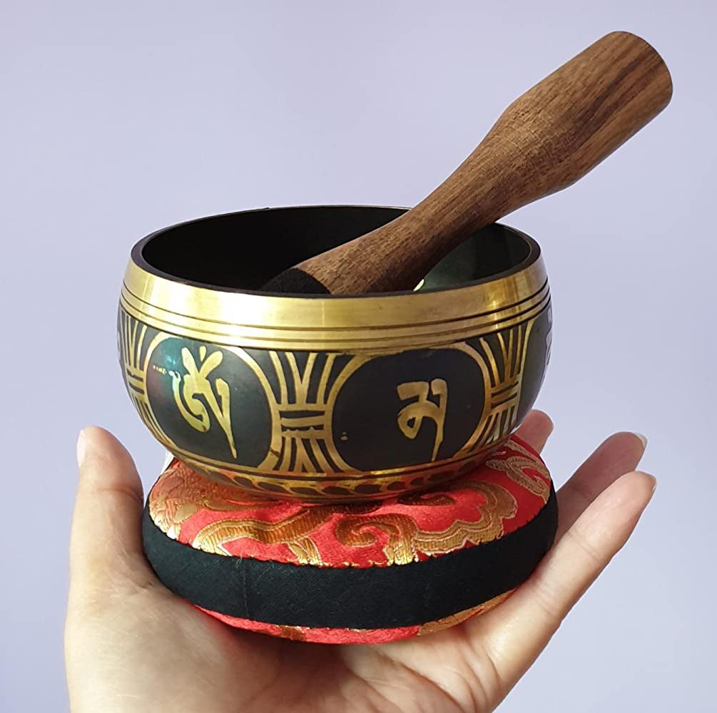 Tibetan Singing Bowl Set~ Beautiful Sound for Holistic Healing Stress Relief Meditation & Relaxation  ~ Easy to Play with Dual-End Striker & Cushion