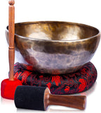 Large Tibetan Singing Bowl Set - 9 inch Master Healing Grade For Sound Bath Chakra 7 Metal Meditation Yoga By Himalayan Bazaar