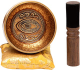 Tibetan Singing Bowl Set with Dharma Eye Healing Mantra Engravings — Yoni Meditation Sound Bowl by Store Handcrafted in Nepal — Yoga Chakra Healing St