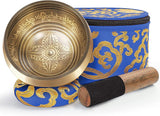 Tibetan Singing Bowl Set 4 Inch Singing Bowl Nepal Antique Holy Buddhist Mantra Lotus Pattern Hand Carved Deep Tone for Sound Therapy Stress Relief Me