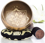 Tibetan Singing Bowl Set ~ Easy to Play ~ Creates Beautiful Sound for Holistic Healing Stress Relief Meditation & Relaxation ~ Bliss Pattern ~ Matte G