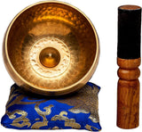Tibetan Singing Bowl Set by Store — Hand Hammered Lingam Meditation Sound Bowl — Yoga Chakra Balancing Mindfulness Stress and Anxiety Relief