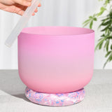 432Hz F Note Crown Chakra 8 Inch Candy Color Frosted Quartz Crystal Singing Bowl