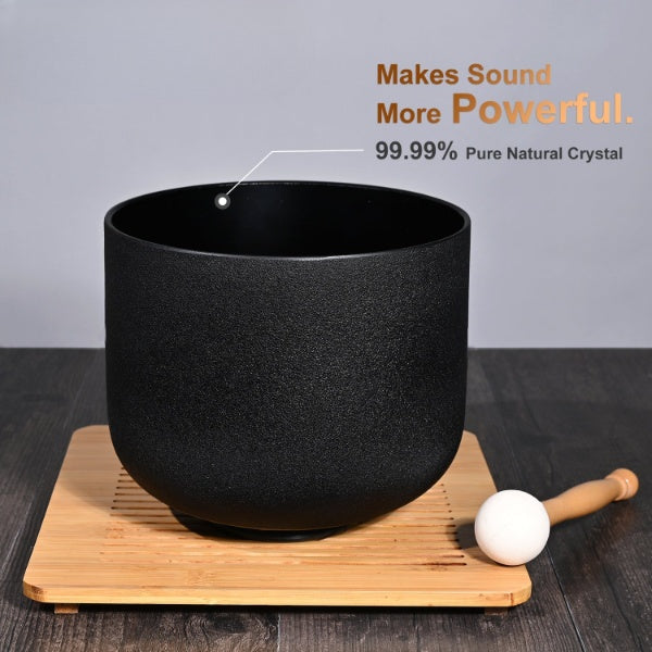 Pure Black Note C Crystal Singing Bowl For Healing