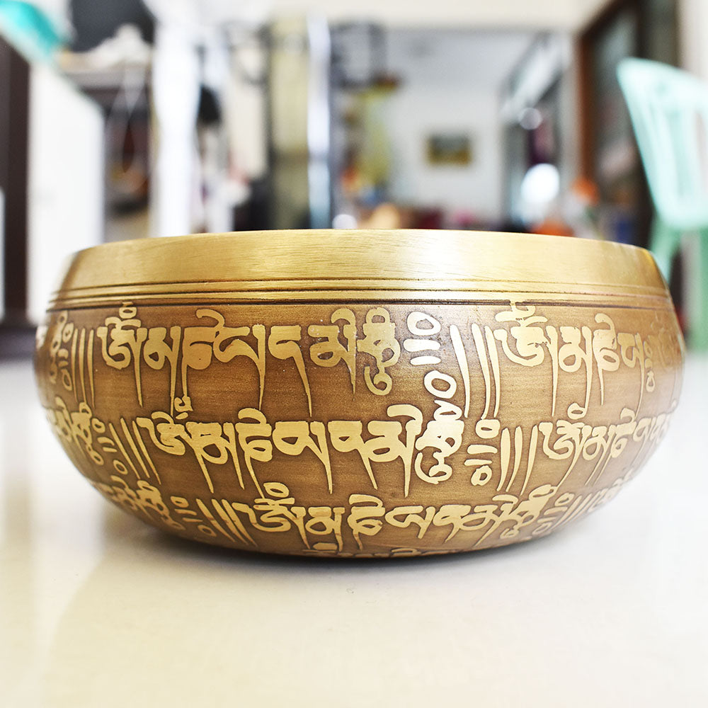 5 Inch Singing Bowl Set Mindfulness Mantra Yoga with Mallet Gift Ornament Home Tibetan Meditation Nepal