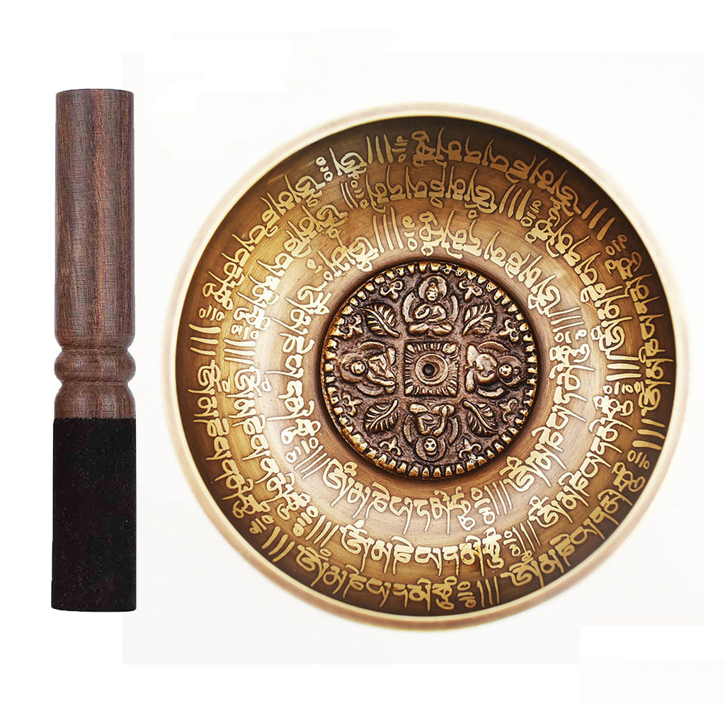 5 Inch Singing Bowl Set Mindfulness Mantra Yoga with Mallet Gift Ornament Home Tibetan Meditation Nepal