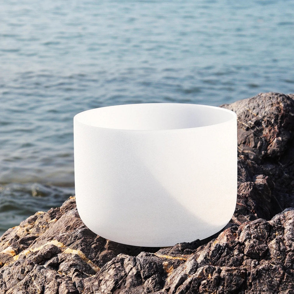 8 inch Chakra Quartz Crystal Singing Bowl Free mallet & O-ring For Meditation and Sound Healing