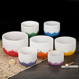 Crystal Singing Bowl Set - 7 Chakra Tuned - Complete Healing 432 Hz - Size 6